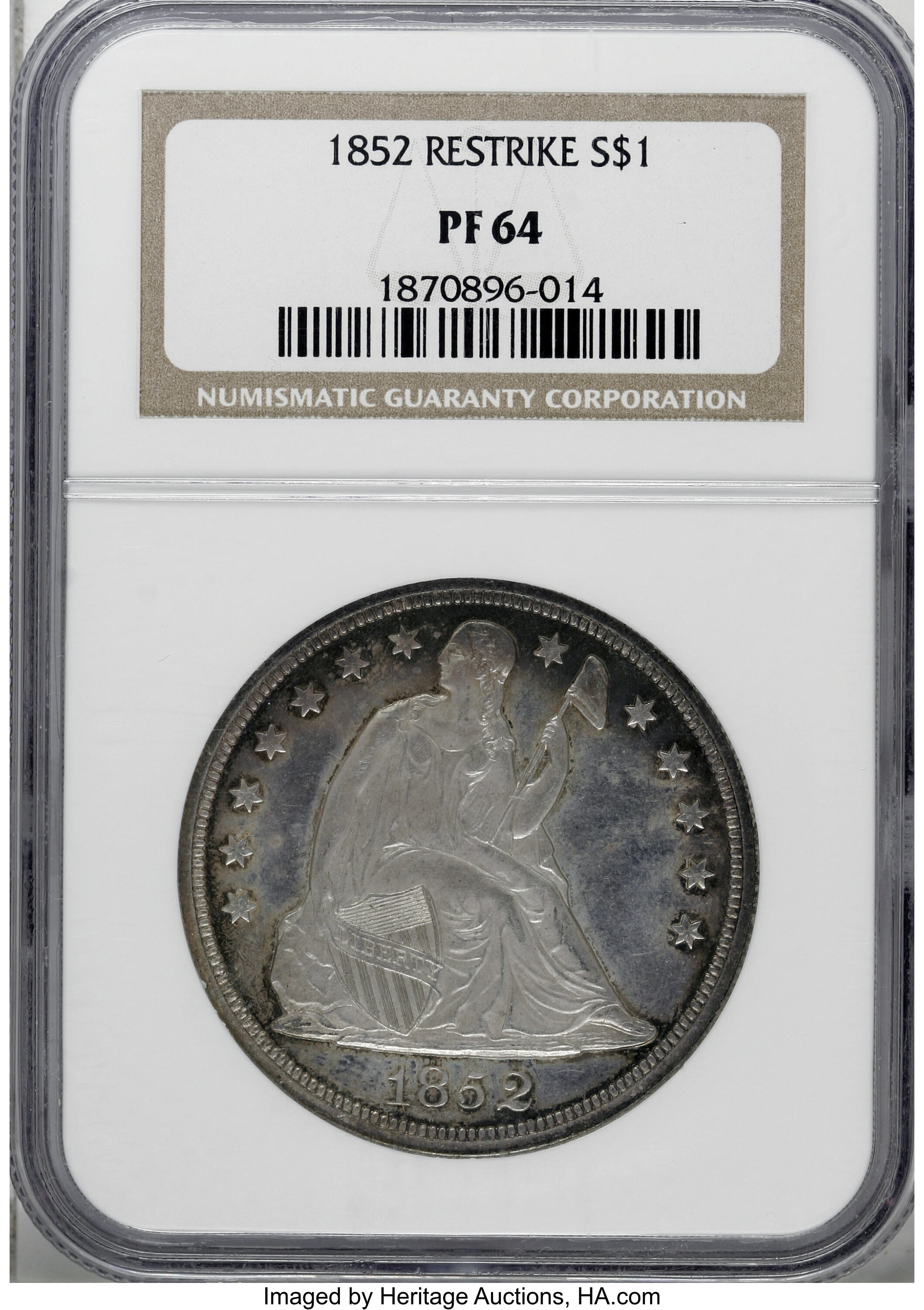 image for: 1852 $1 Restrike PR64 NGC....