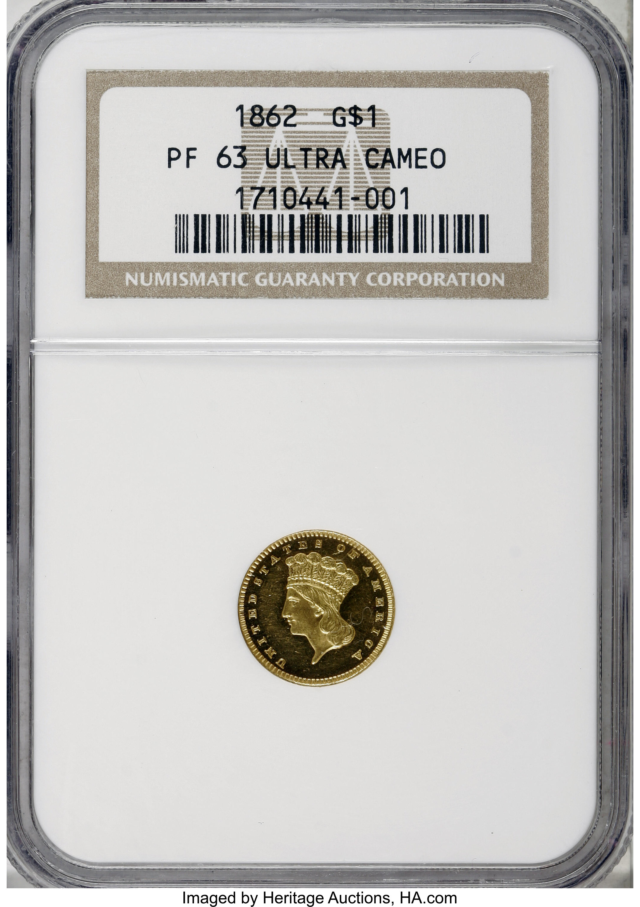 image for: 1862 G$1 PR63 Ultra Cameo NGC....