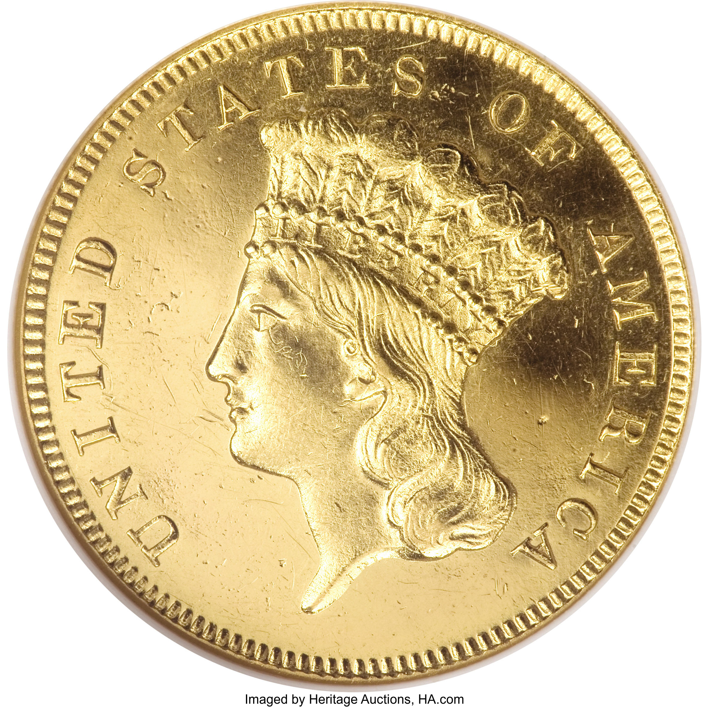 image for: 1860 $3 PR62 Cameo ANACS....