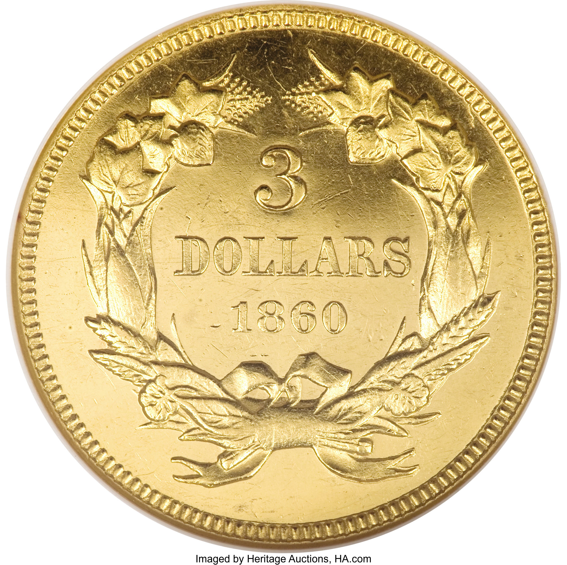 image for: 1860 $3 PR62 Cameo ANACS....