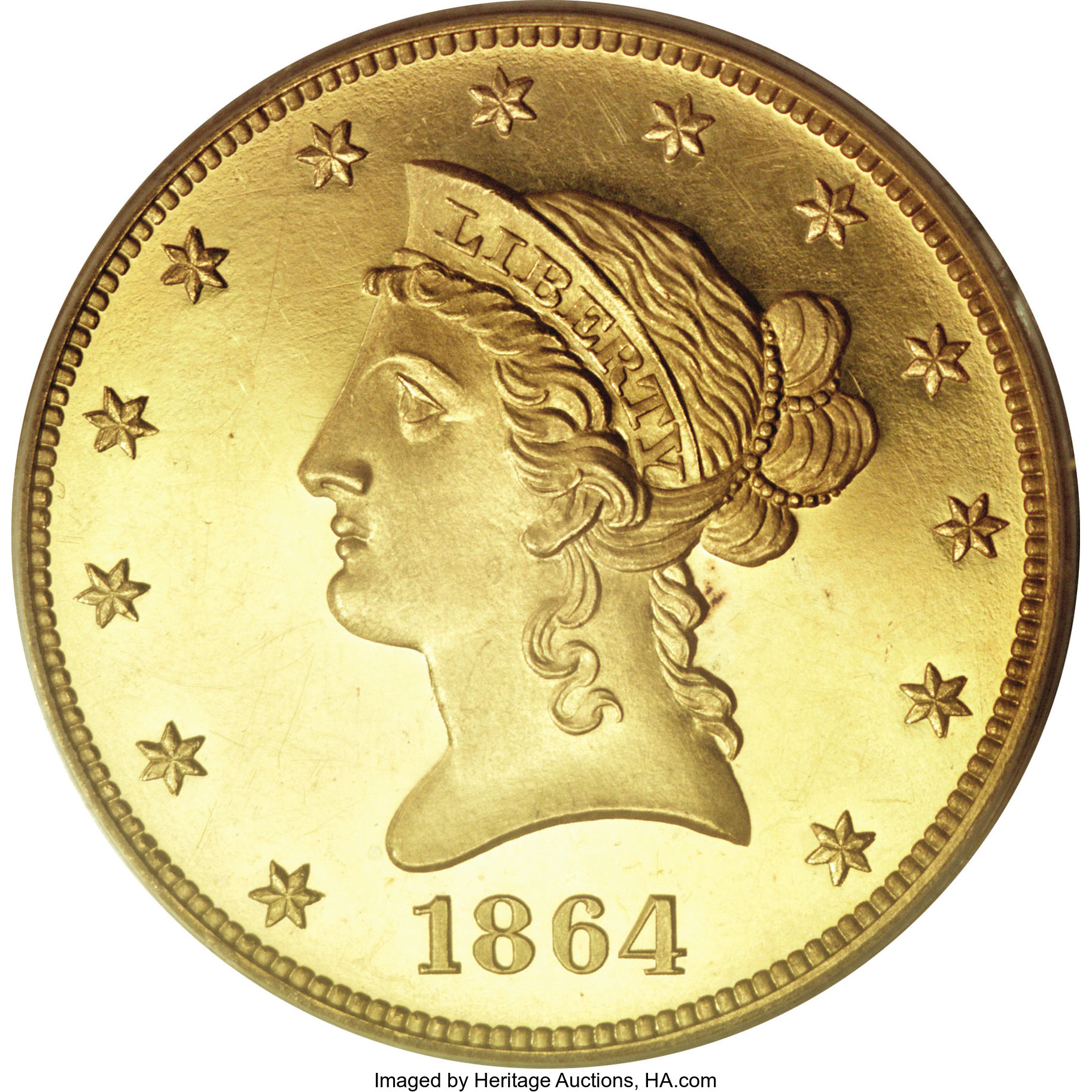 image for: 1864 $10 PR63 Deep Cameo PCGS....