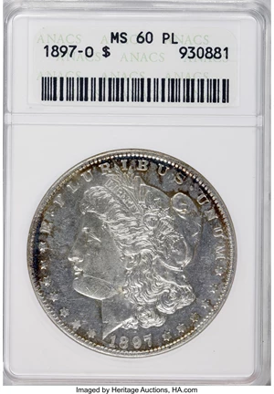 image for: 1897-O $1 MS60 Prooflike ANACS....