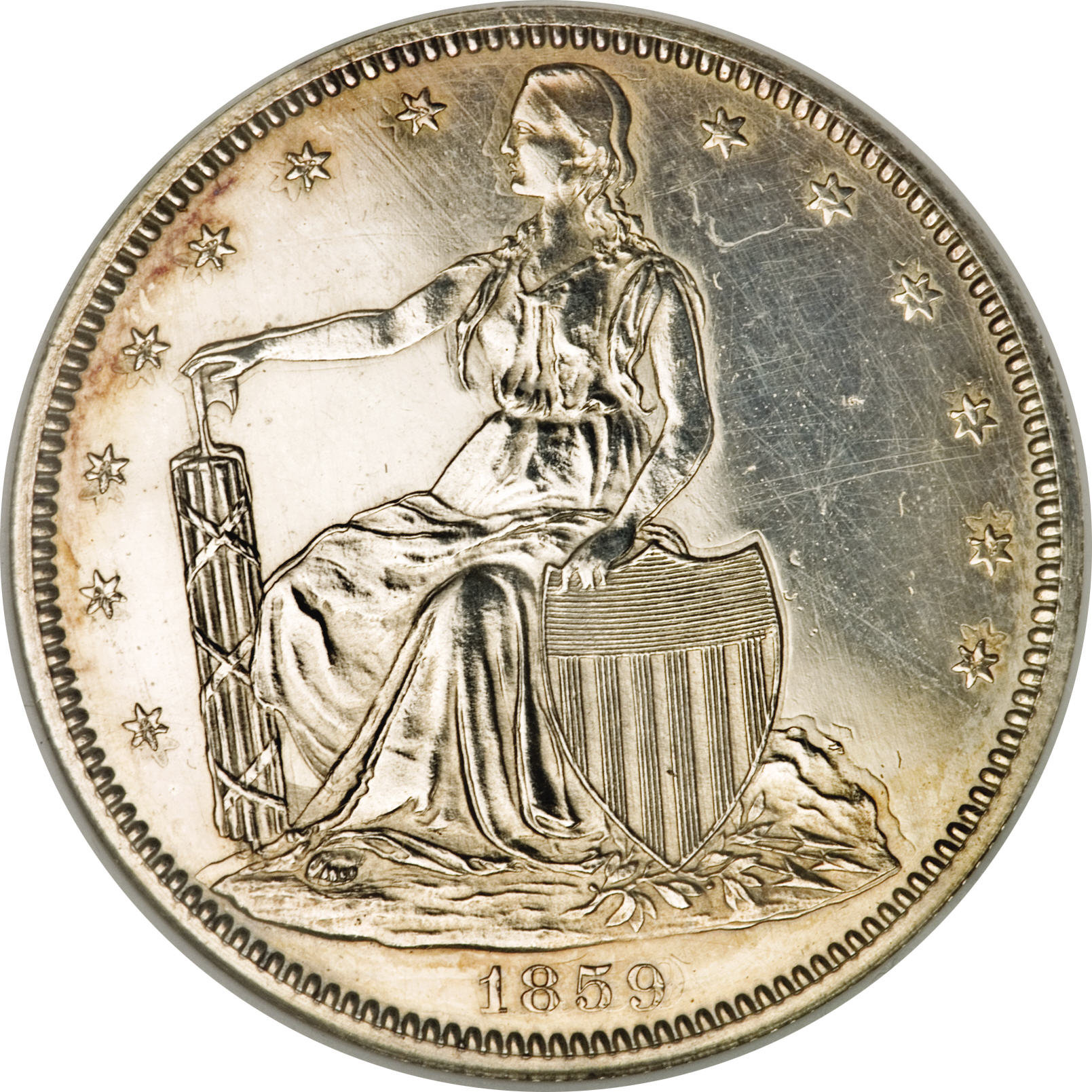 image for: 1859 P50C Half Dollar--Obverse Double Struck, Cleaned--Judd-251, Pollock-290, High R.7, Proof ANACS. Net PR50. ...