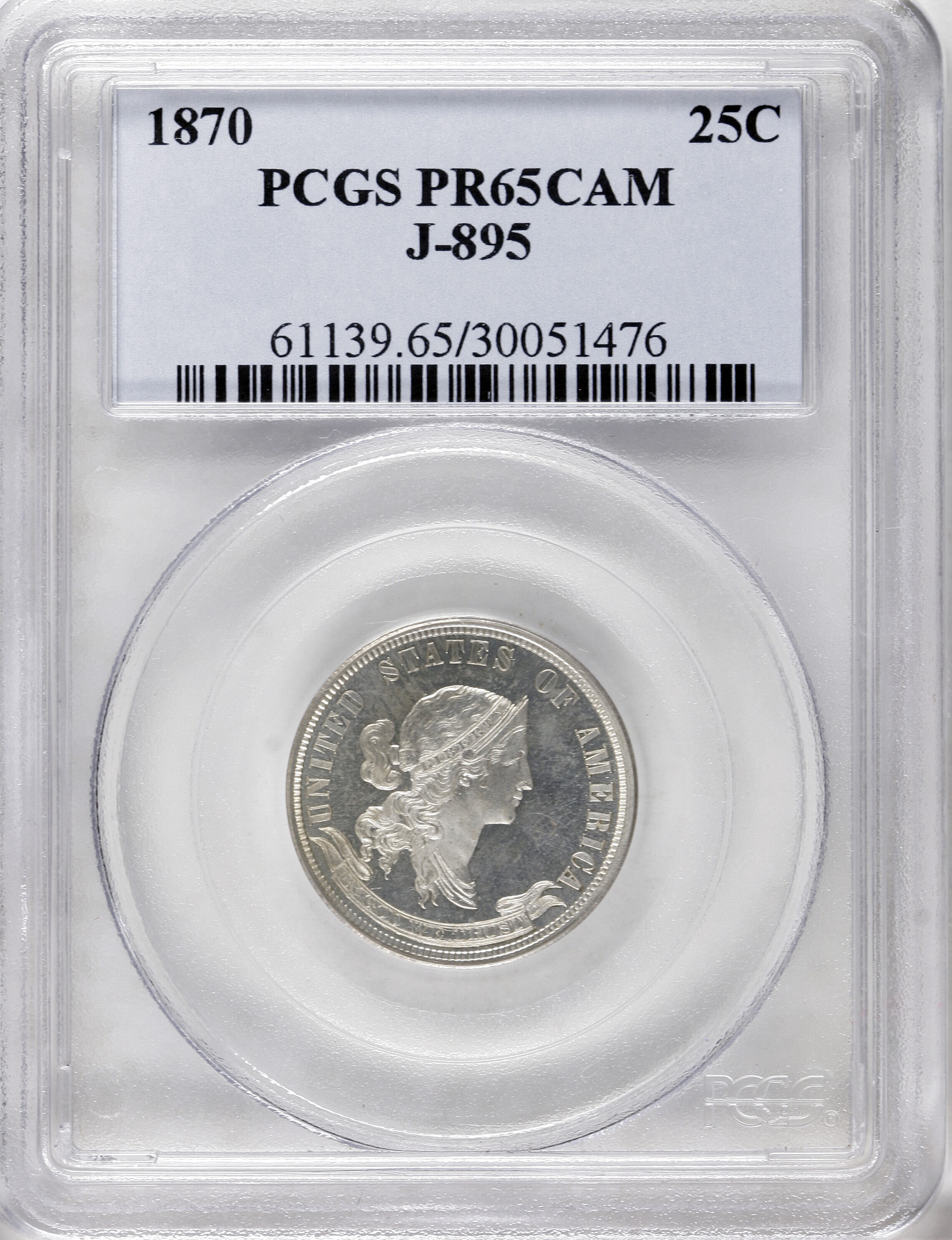 image for: 1870 25C Standard Silver Quarter Dollar, Judd-895, Pollock-1002, Low R.7, PR65 Cameo PCGS....