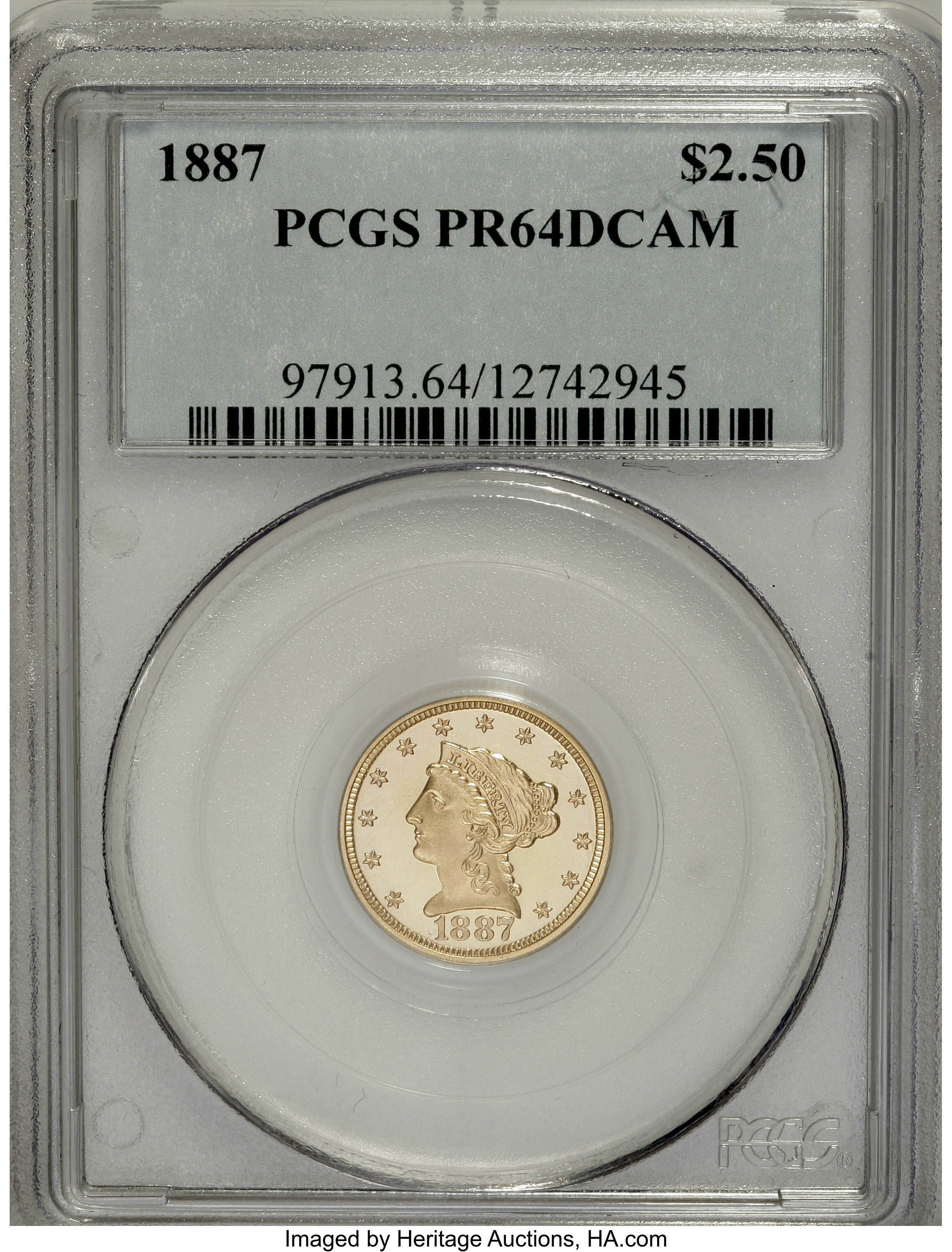 image for: 1887 $2 1/2 PR64 Deep Cameo PCGS....