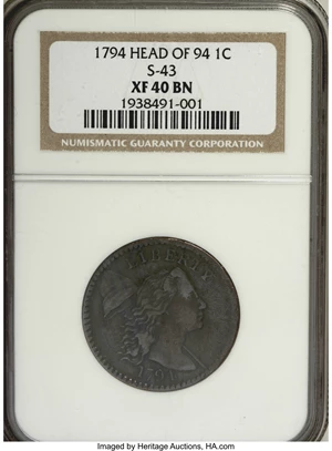 image for: 1794 1C Head of 1794 XF40 NGC....