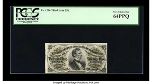 image for: Fr. 1296 25c Third Issue PCGS Very Choice New 64PPQ....