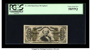 image for: Fr. 1330 50c Third Issue Spinner PCGS Choice About New 58PPQ....