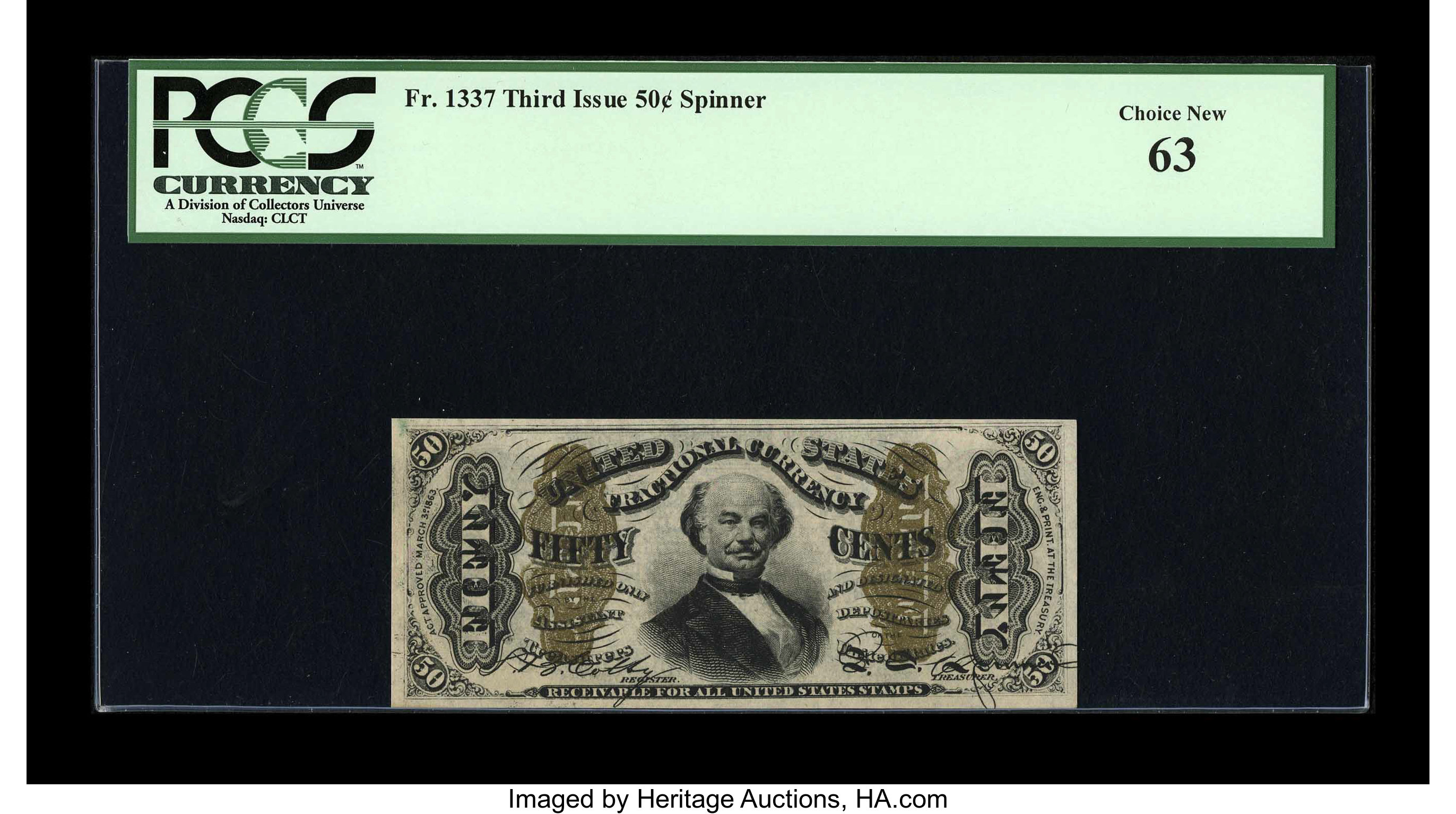 image for: Fr. 1337 50c Third Issue Spinner PCGS Choice New 63....