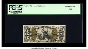 image for: Fr. 1344 50c Third Issue Justice PCGS Very Choice New 64....