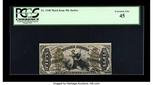 image for: Fr. 1348 50c Third Issue Justice PCGS Extremely Fine 45....