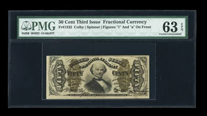 image for: Fr. 1332 50c Third Issue Spinner PMG Choice Uncirculated 63 EPQ....