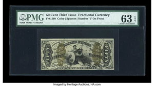 image for: Fr. 1360 50c Third Issue Justice PMG Choice Uncirculated 63 EPQ....