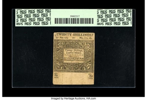 image for: Connecticut May 10, 1775 20s PCGS Extremely Fine 45....