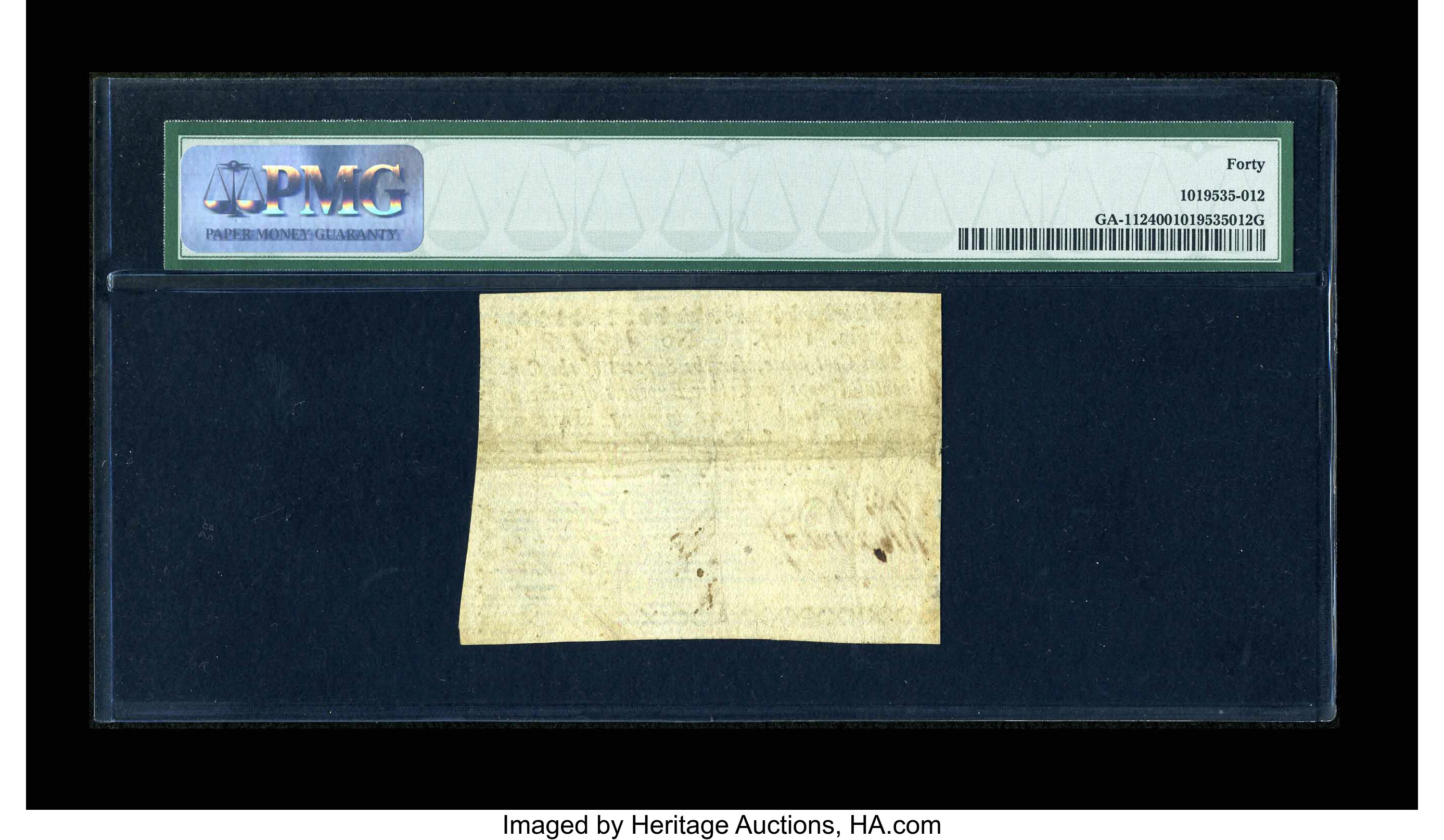 image for: Georgia September 10, 1777 $1/2 PMG Extremely Fine 40....