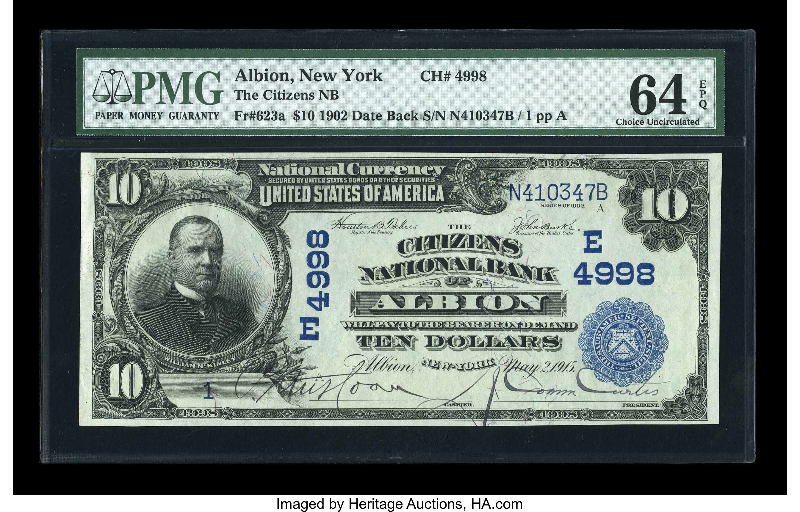 image for: Albion, NY - $10 1902 Date Back Fr. 623a The Citizens NB Ch. # (E)4998...