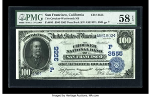 image for: San Francisco, CA - $100 1902 Date Back Fr. 691 The Crocker NB Ch. # (P)3555...