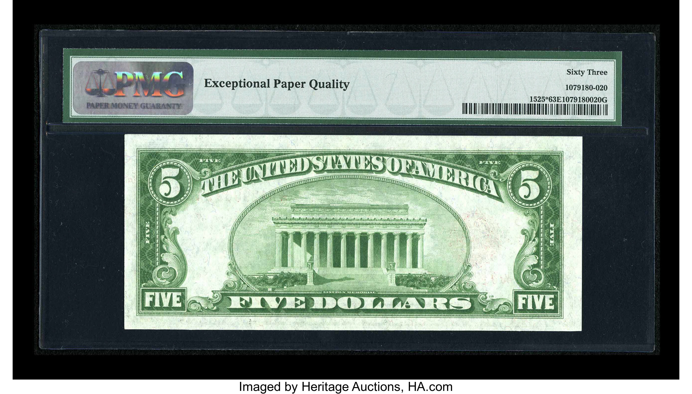 image for: Fr. 1525* $5 1928 Legal Tender Note. PMG Choice Uncirculated 63 EPQ....