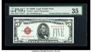 image for: Fr. 1527* $5 1928B Legal Tender Note. PMG Choice Very Fine 35....