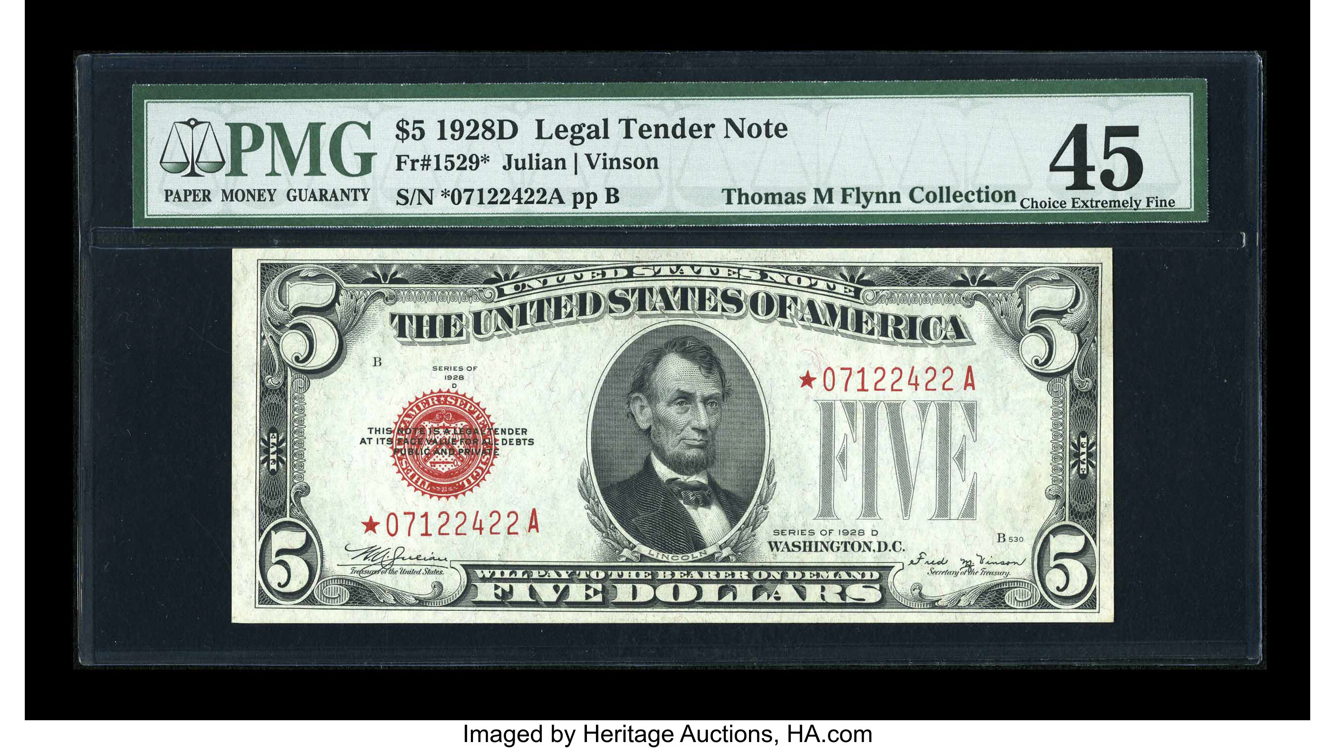 image for: Fr. 1529* $5 1928D Legal Tender Note. PMG Choice Extremely Fine 45....