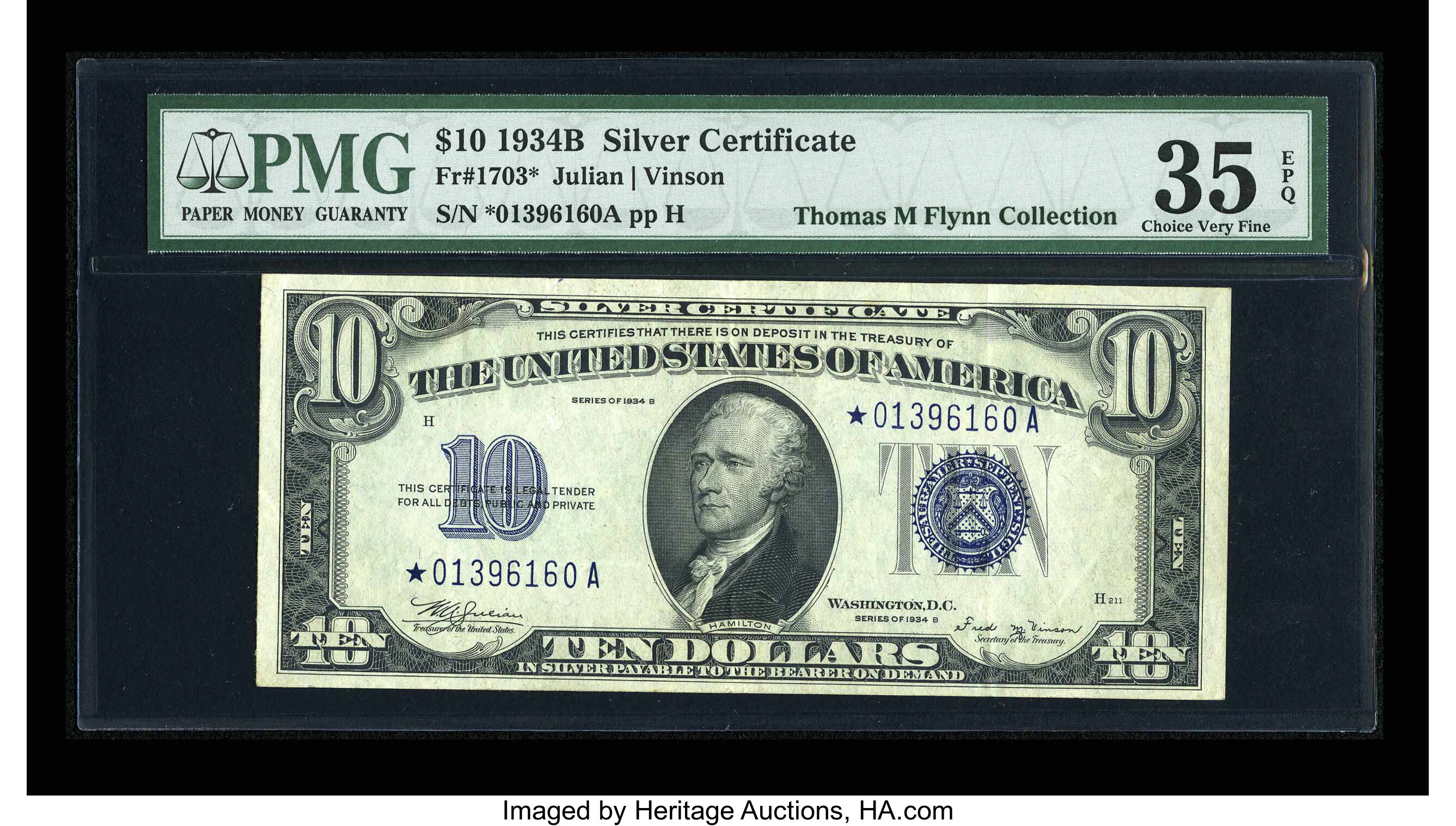 image for: Fr. 1703* $10 1934B Silver Certificate. PMG Choice Very Fine 35 EPQ....