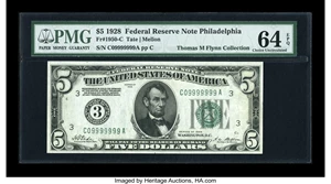 image for: Fr. 1950-C $5 1928 Federal Reserve Note. PMG Choice Uncirculated 64 EPQ....