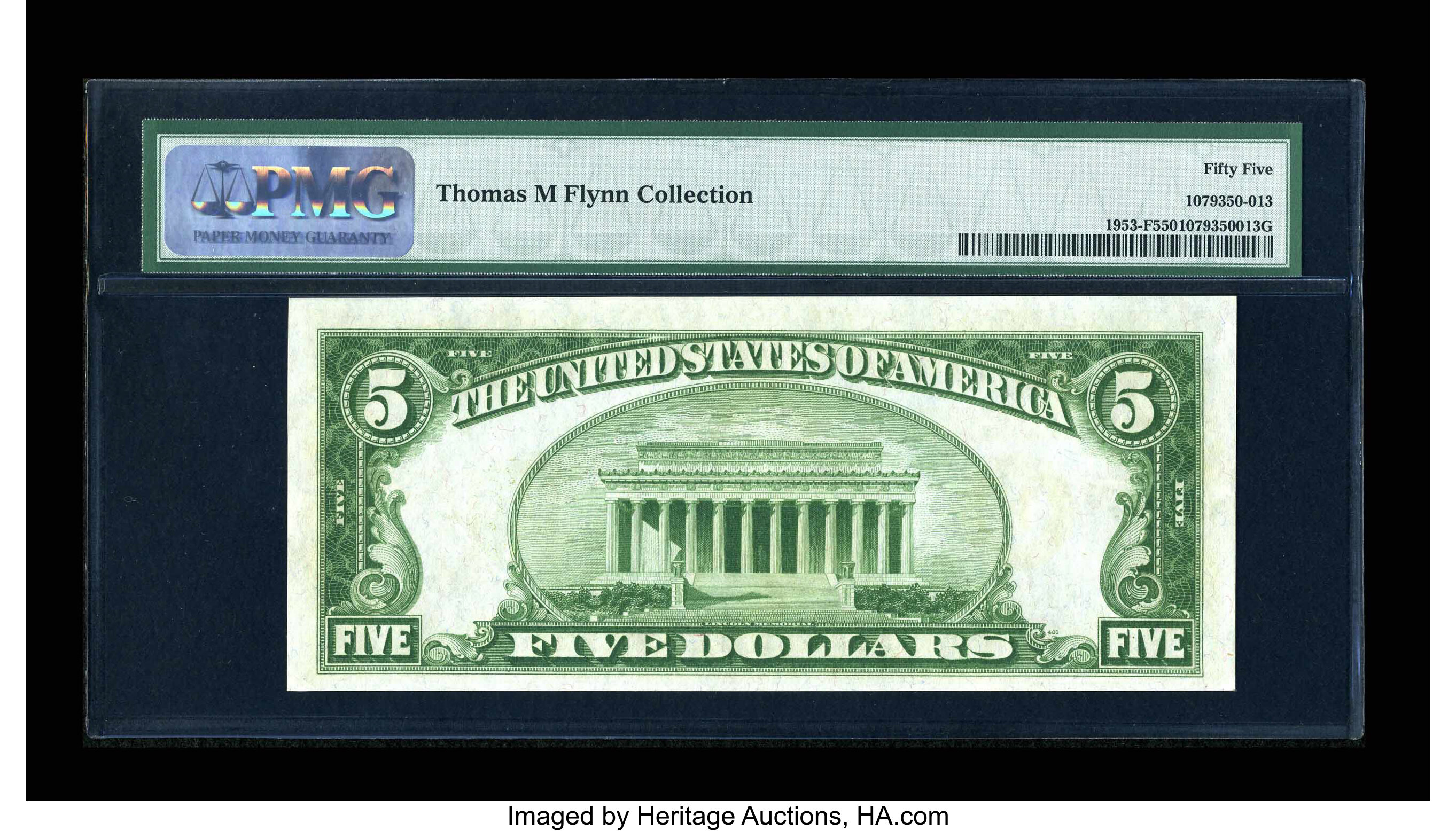image for: Fr. 1953-F $5 1928C Light Green Seal Federal Reserve Note. PMG About Uncirculated 55....