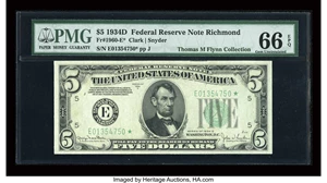 image for: Fr. 1960-E* $5 1934D Federal Reserve Note. PMG Gem Uncirculated 66 EPQ....