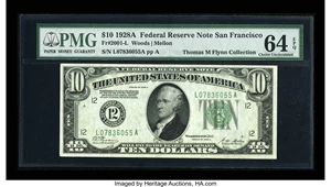 image for: Fr. 2001-L $10 1928A Federal Reserve Note. PMG Choice Uncirculated 64 EPQ....