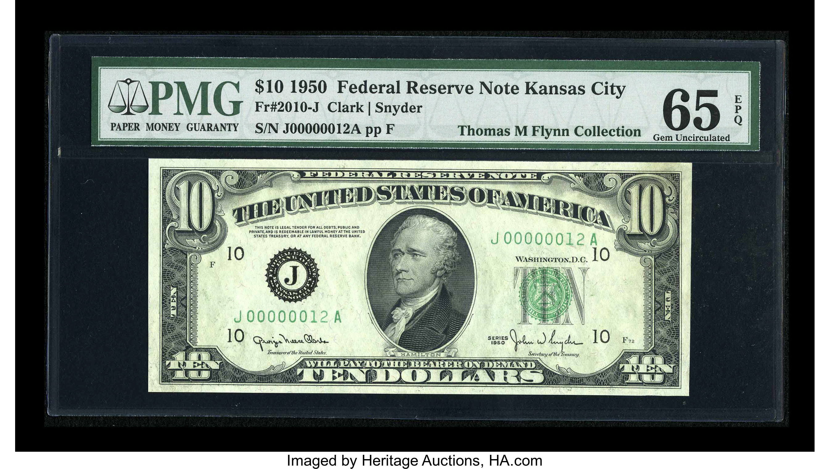 image for: Fr. 2010-J $10 1950 Wide Federal Reserve Note. PMG Gem Uncirculated 65 EPQ....