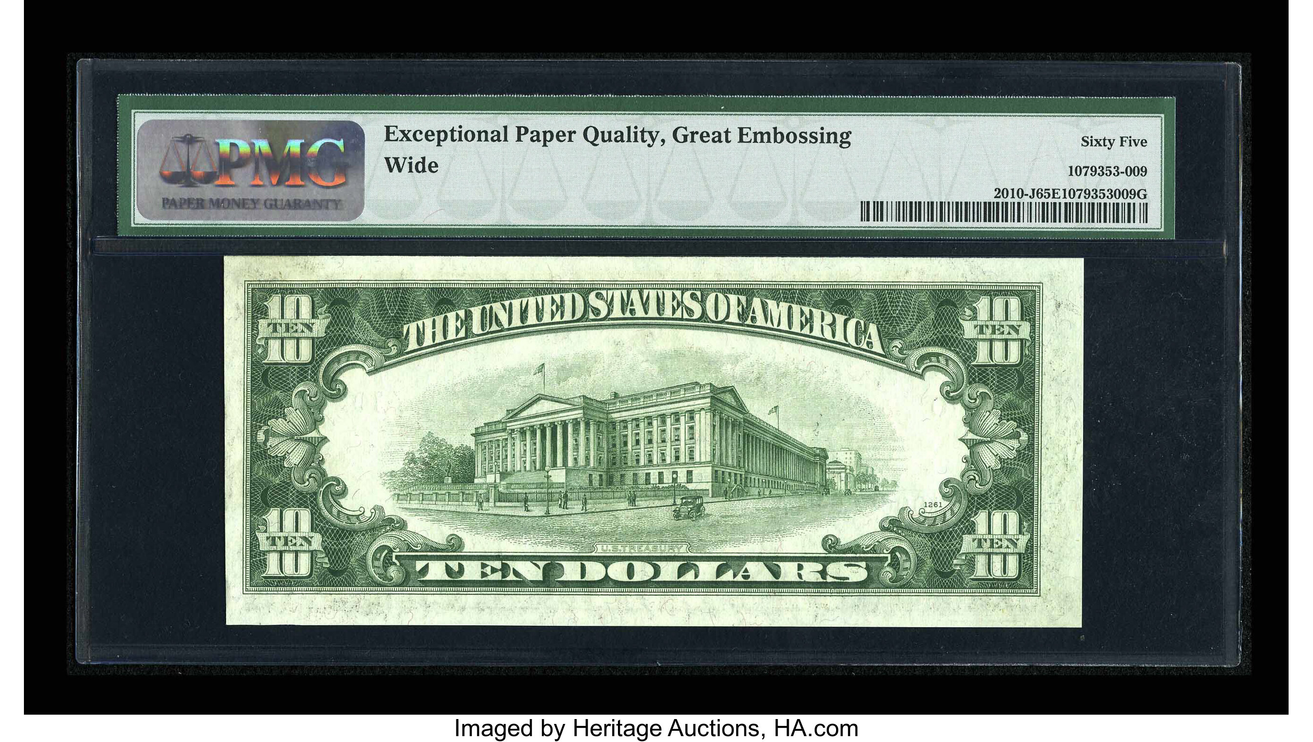 image for: Fr. 2010-J $10 1950 Wide Federal Reserve Note. PMG Gem Uncirculated 65 EPQ....
