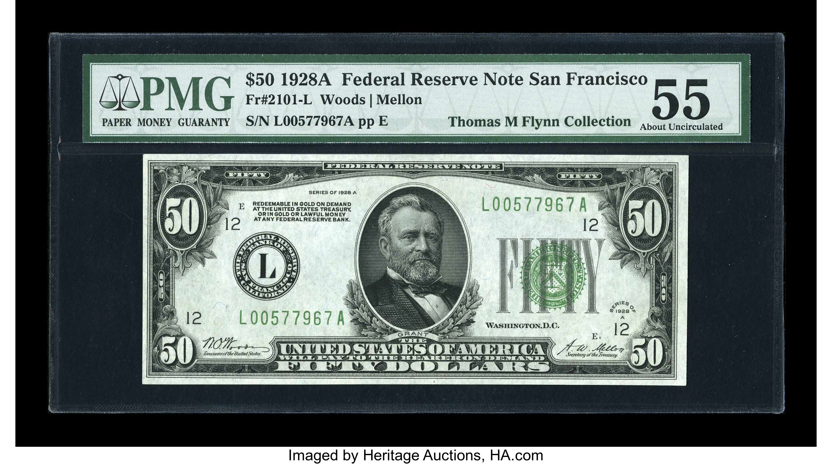 image for: Fr. 2101-L $50 1928A Federal Reserve Note. PMG About Uncirculated 55....
