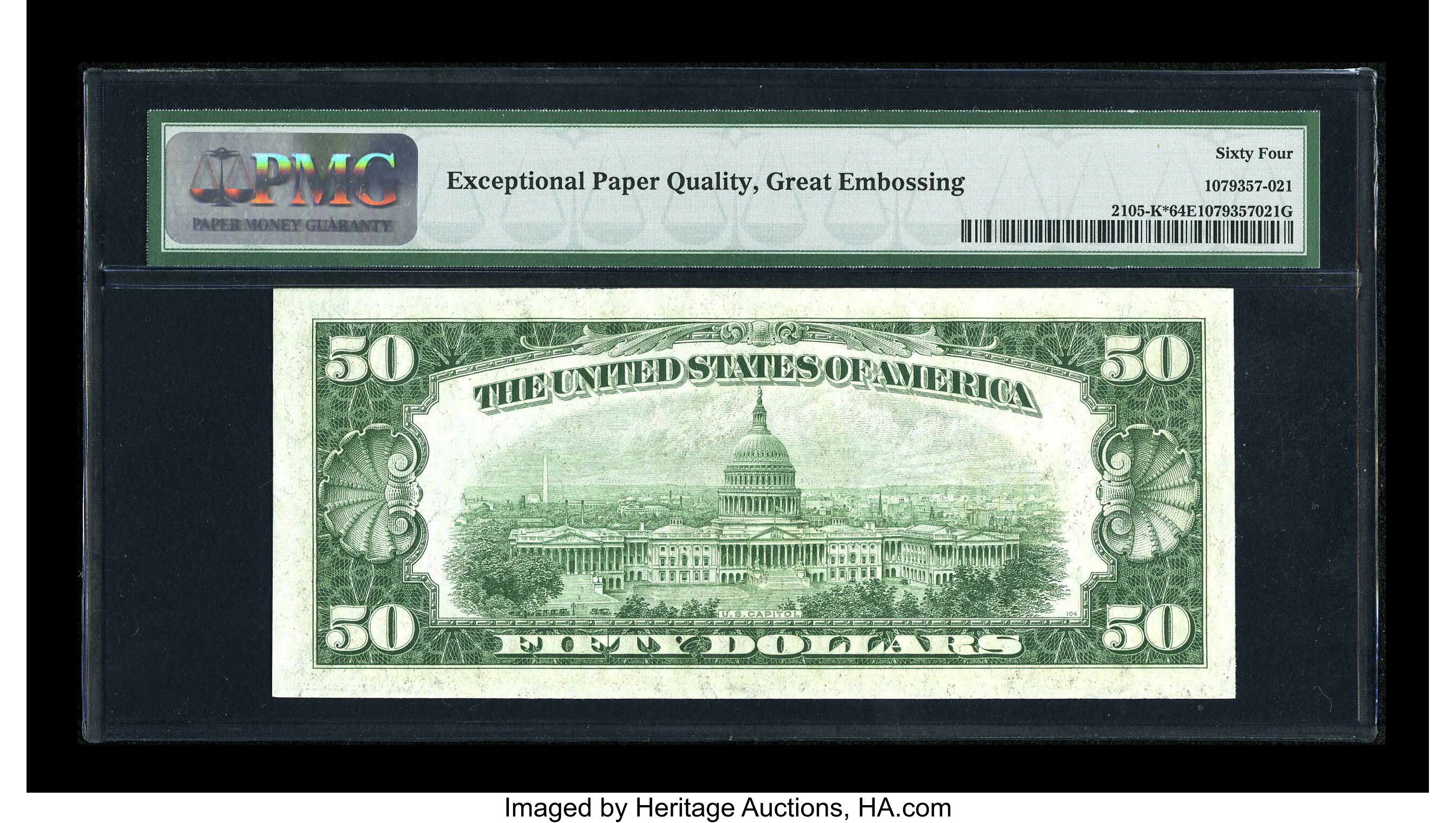 image for: Fr. 2105-K* $50 1934C Federal Reserve Note. PMG Choice Uncirculated 64 EPQ....