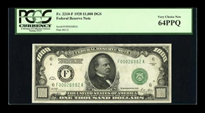 image for: Fr. 2210-F $1000 1928 Federal Reserve Note. PCGS Very Choice New 64PPQ....