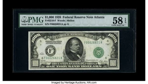 image for: Fr. 2210-F $1000 1928 Federal Reserve Note. PMG Choice About Unc 58 EPQ....