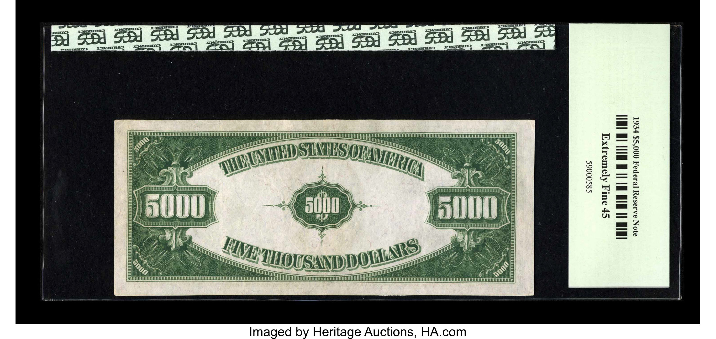 image for: Fr. 2221-K $5000 1934 Federal Reserve Note. PCGS Extremely Fine 45....