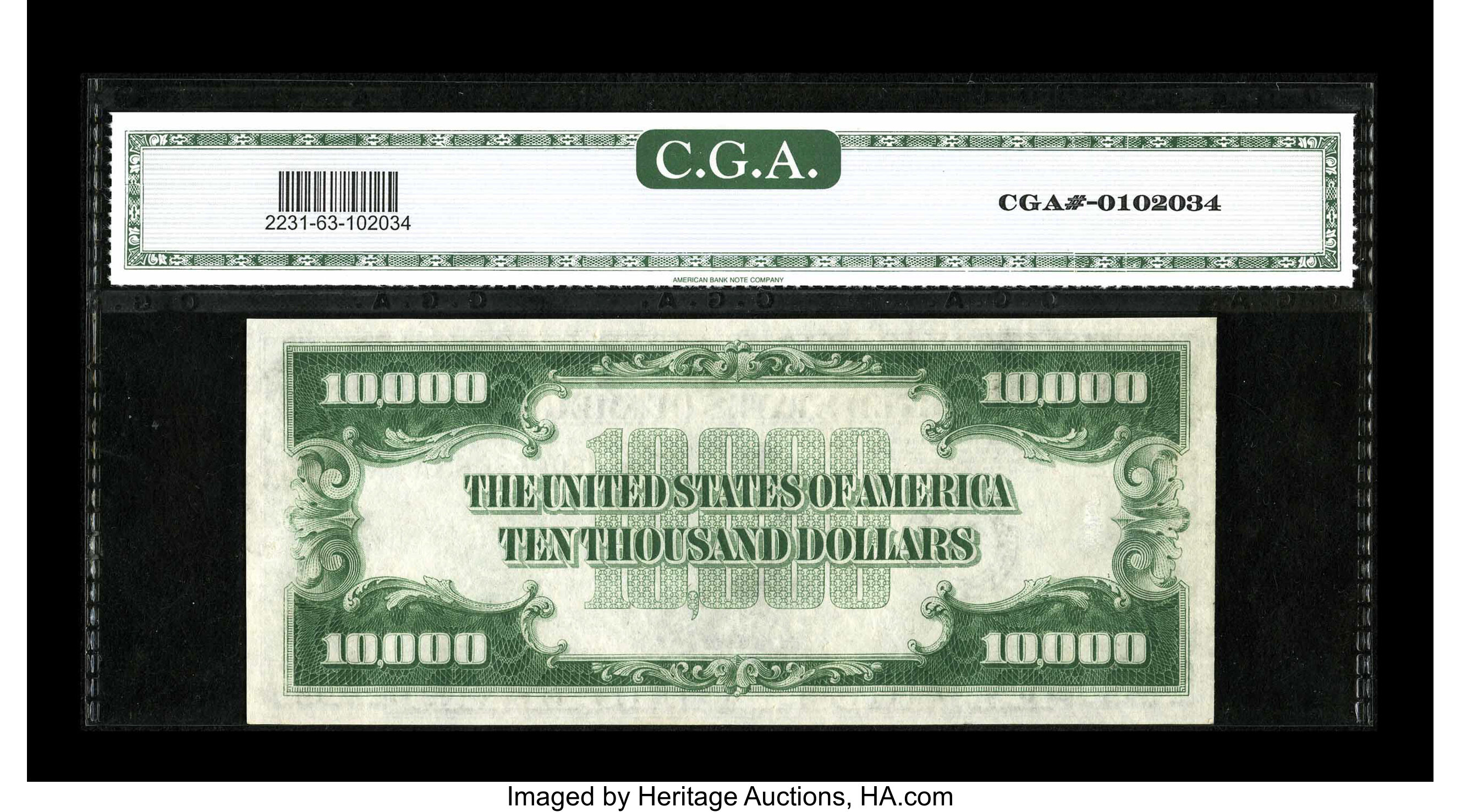 image for: Fr. 2231-B $10000 1934 Federal Reserve Note. CGA Choice Uncirculated 63....