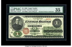image for: Fr. 16a $1 1862 Legal Tender PMG Choice Very Fine 35....
