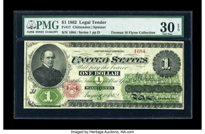 image for: Fr. 17 $1 1862 Legal Tender PMG Very Fine 30 EPQ....