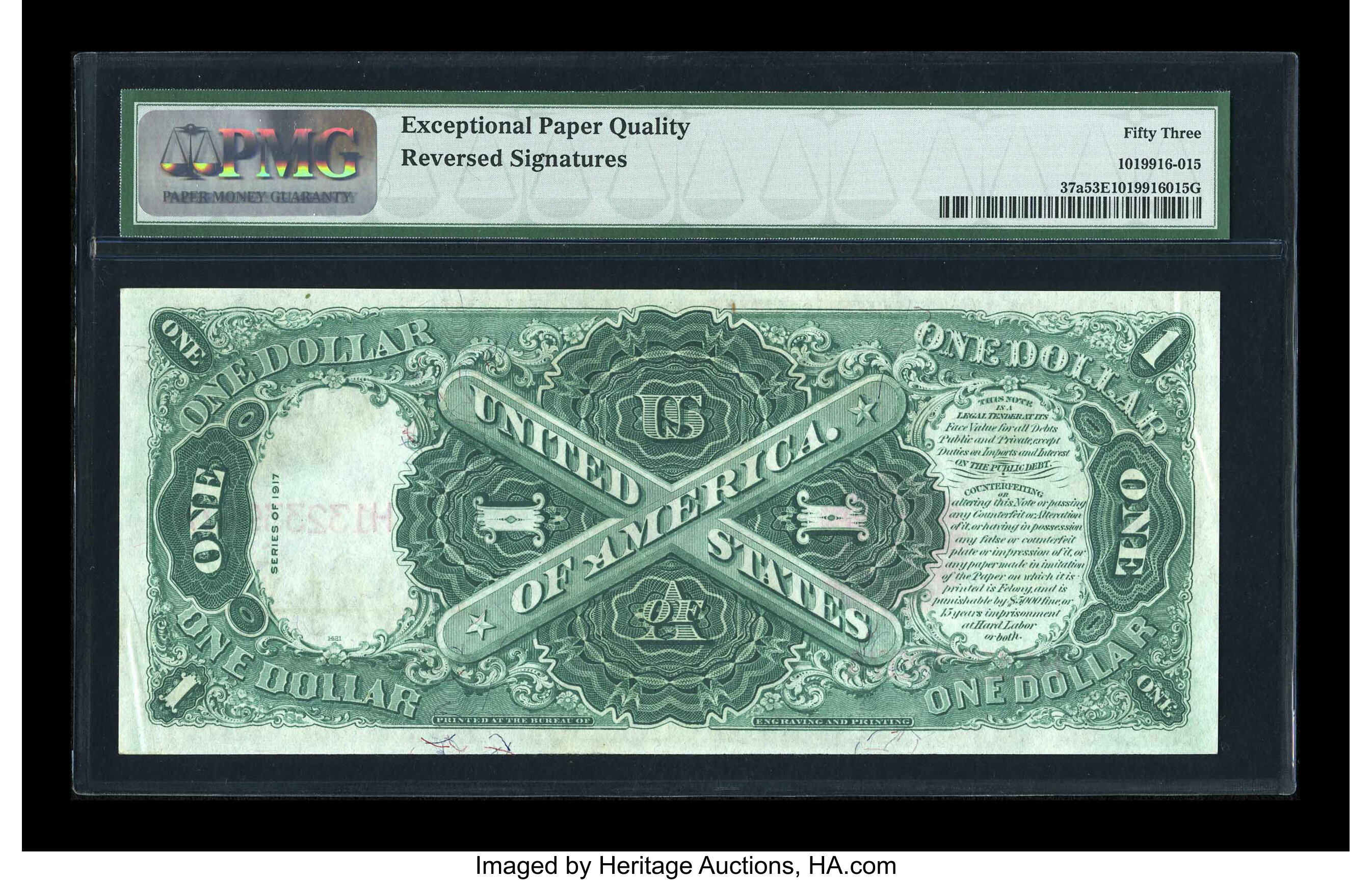 image for: Fr. 37a $1 1917 Legal Tender PMG About Uncirculated 53 EPQ....