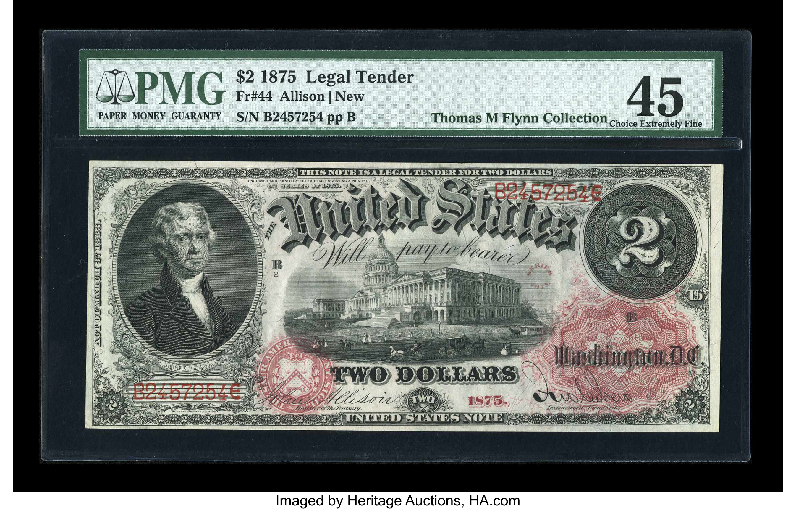 image for: Fr. 44 $2 1875 Legal Tender PMG Choice Extremely Fine 45....