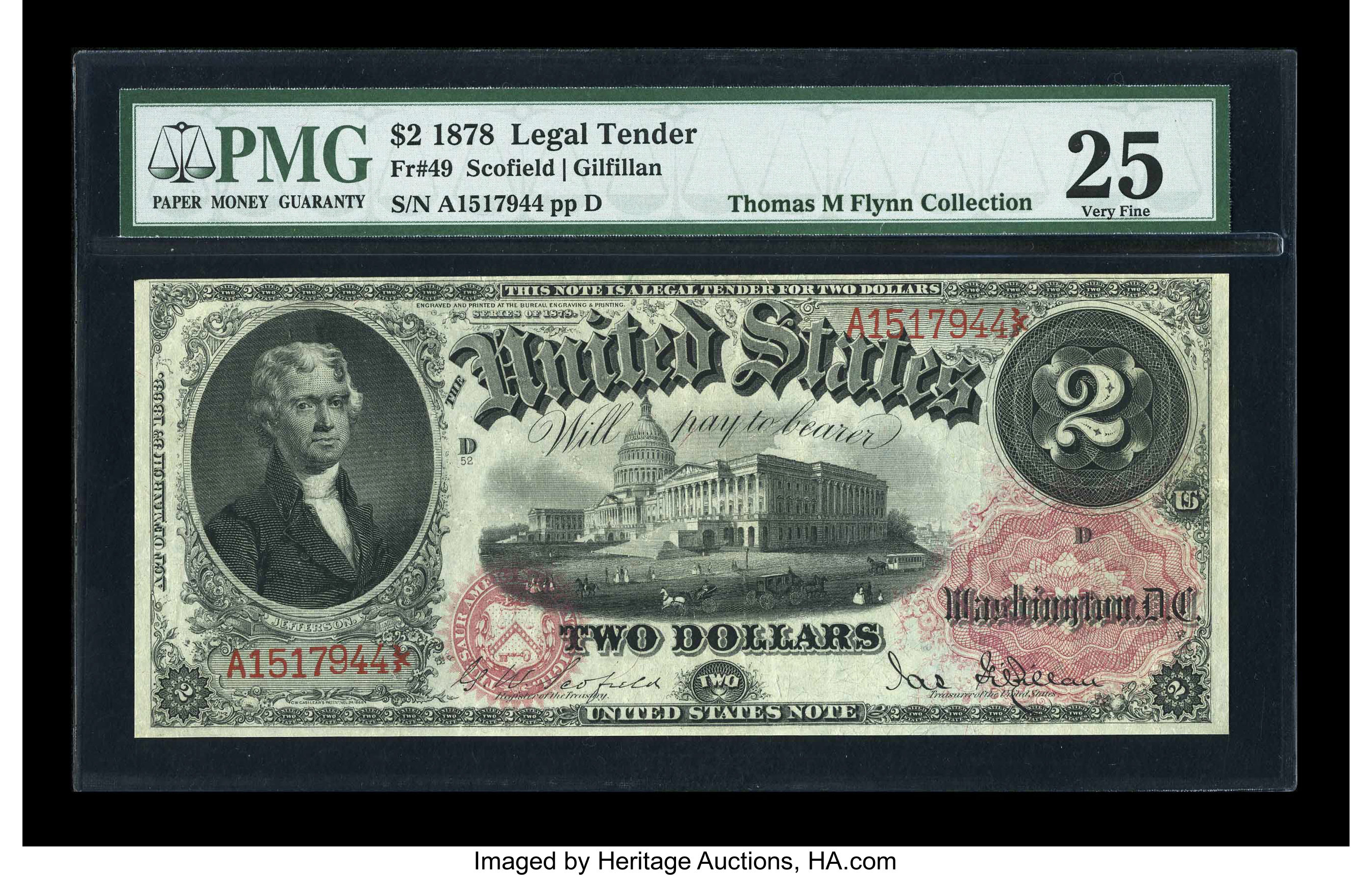 image for: Fr. 49 $2 1878 Legal Tender PMG Very Fine 25....