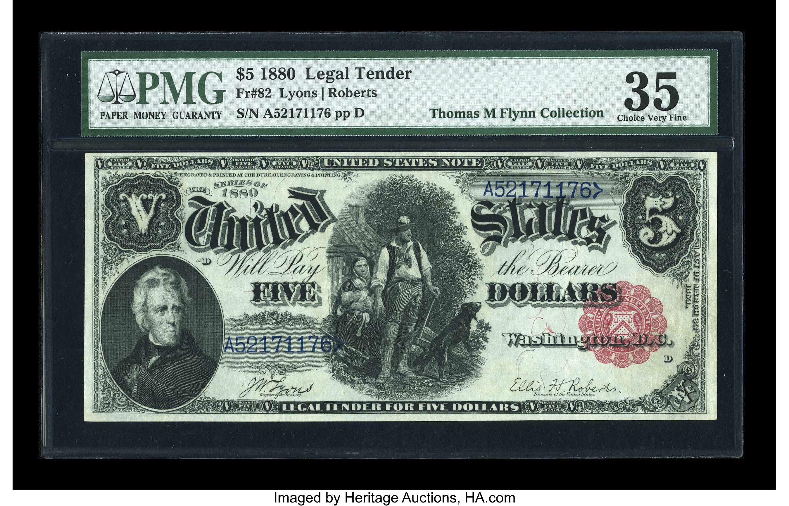 image for: Fr. 82 $5 1880 Legal Tender PMG Choice Very Fine 35....