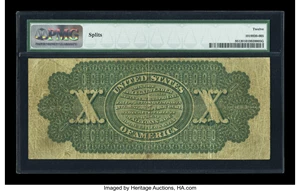 image for: Fr. 95 $10 1863 Legal Tender PMG Fine 12....