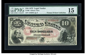 image for: Fr. 98 $10 1875 Legal Tender PMG Choice Fine 15....