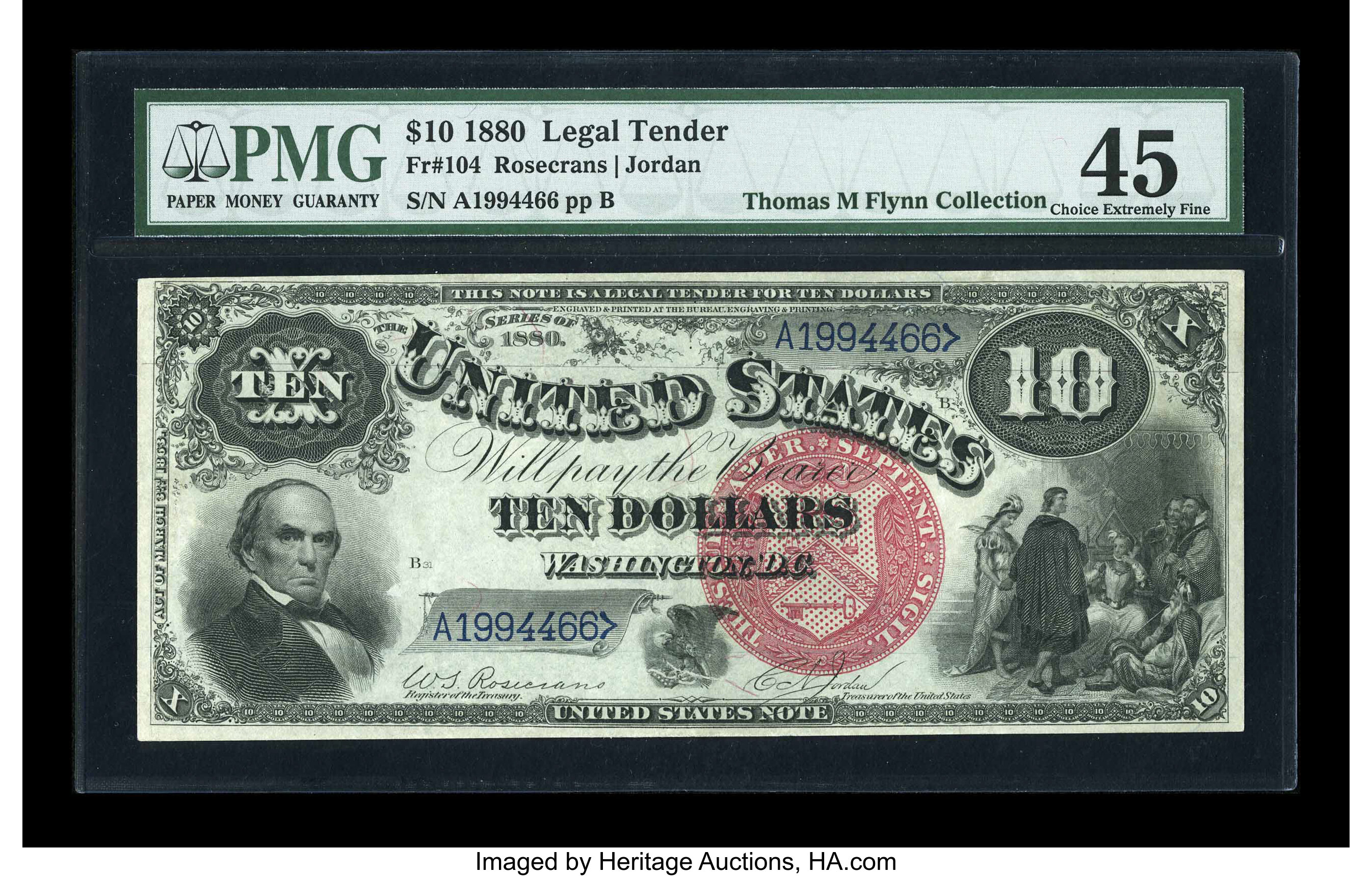 image for: Fr. 104 $10 1880 Legal Tender PMG Choice Extremely Fine 45....