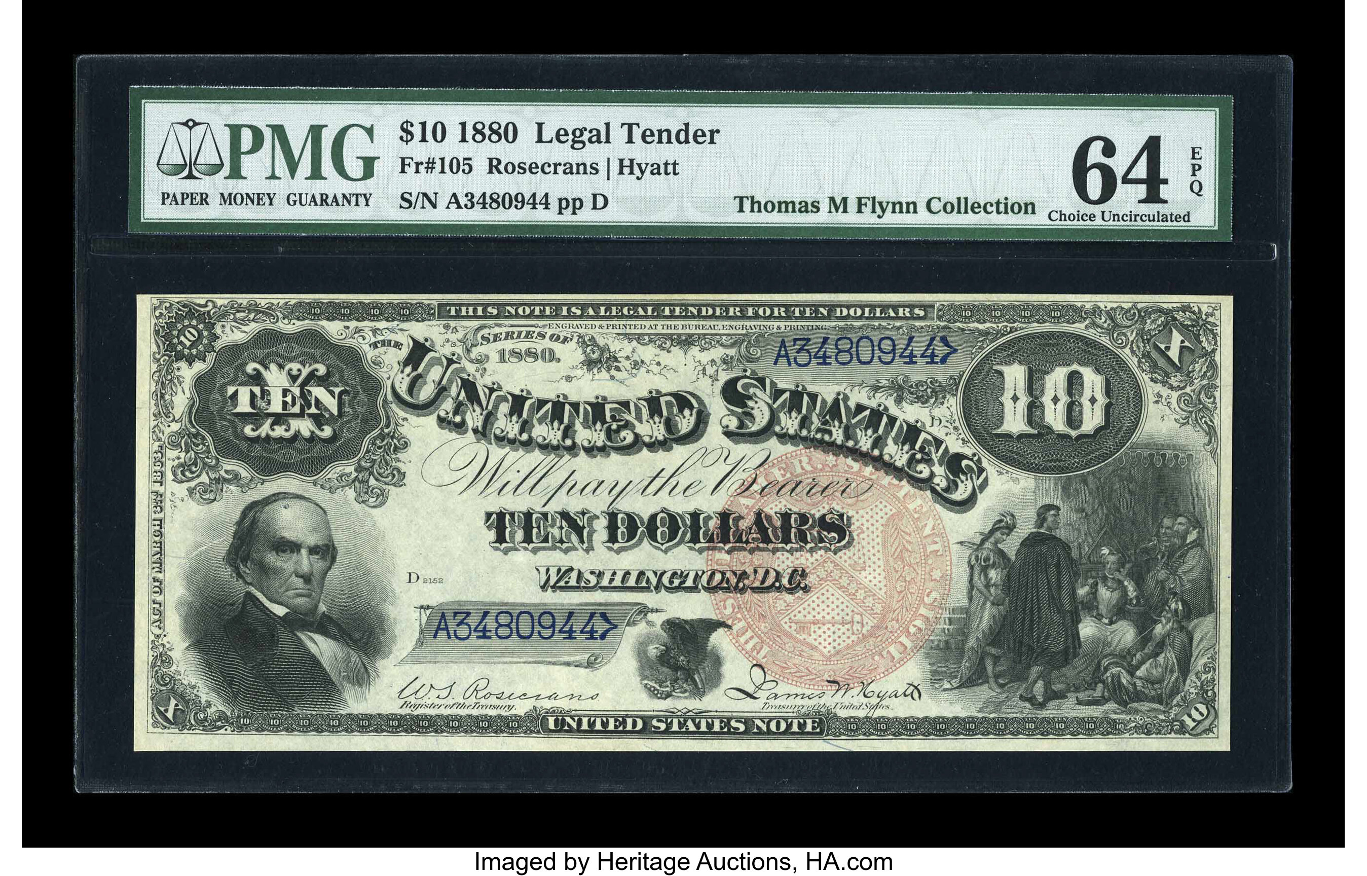 image for: Fr. 105 $10 1880 Legal Tender PMG Choice Uncirculated 64 EPQ....