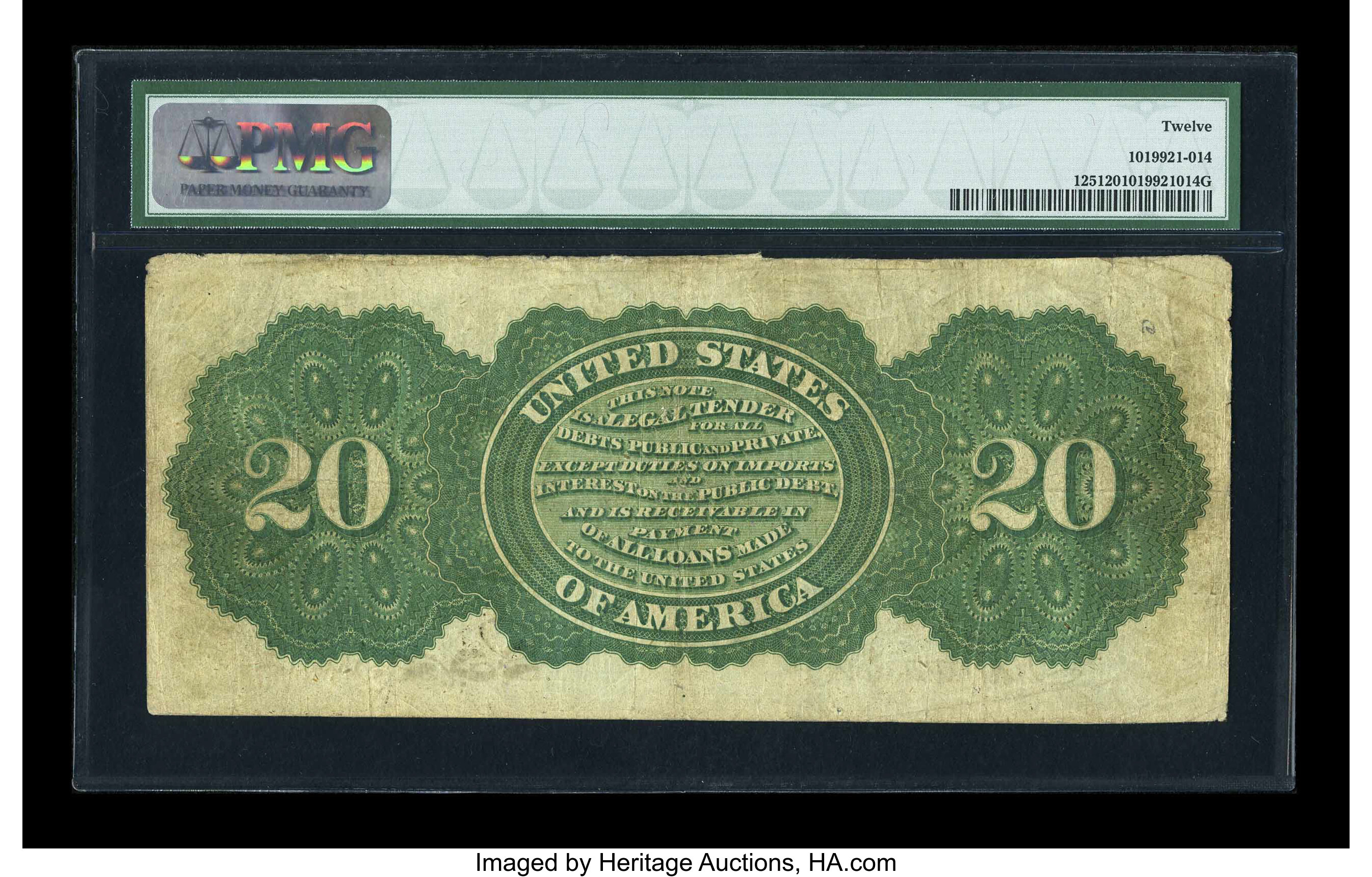 image for: Fr. 125 $20 1862 Legal Tender PMG Fine 12....