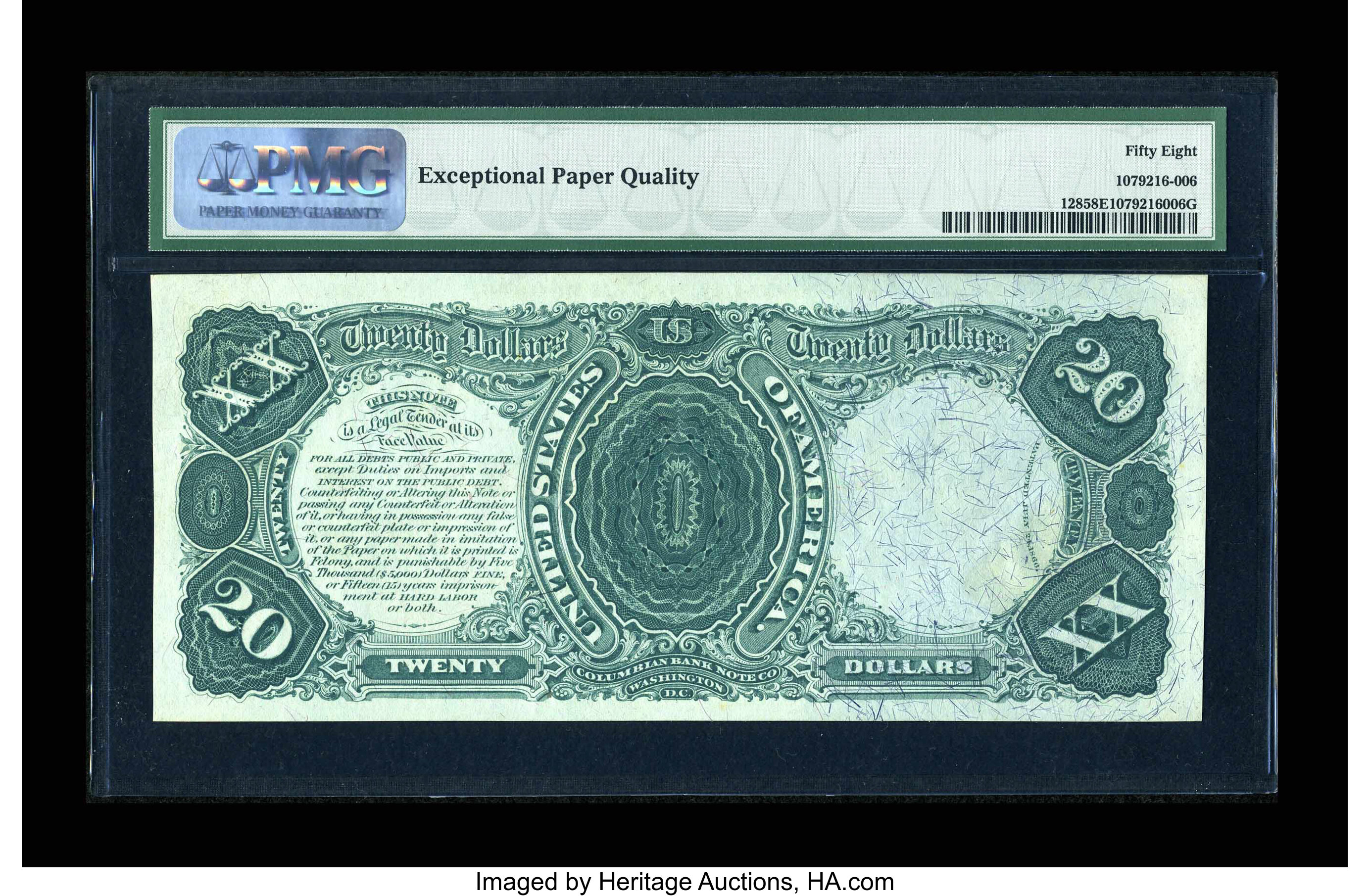 image for: Fr. 128 $20 1875 Legal Tender PMG Choice About Unc 58 EPQ....