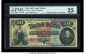 image for: Fr. 151 $50 1869 Legal Tender PMG Very Fine 25....